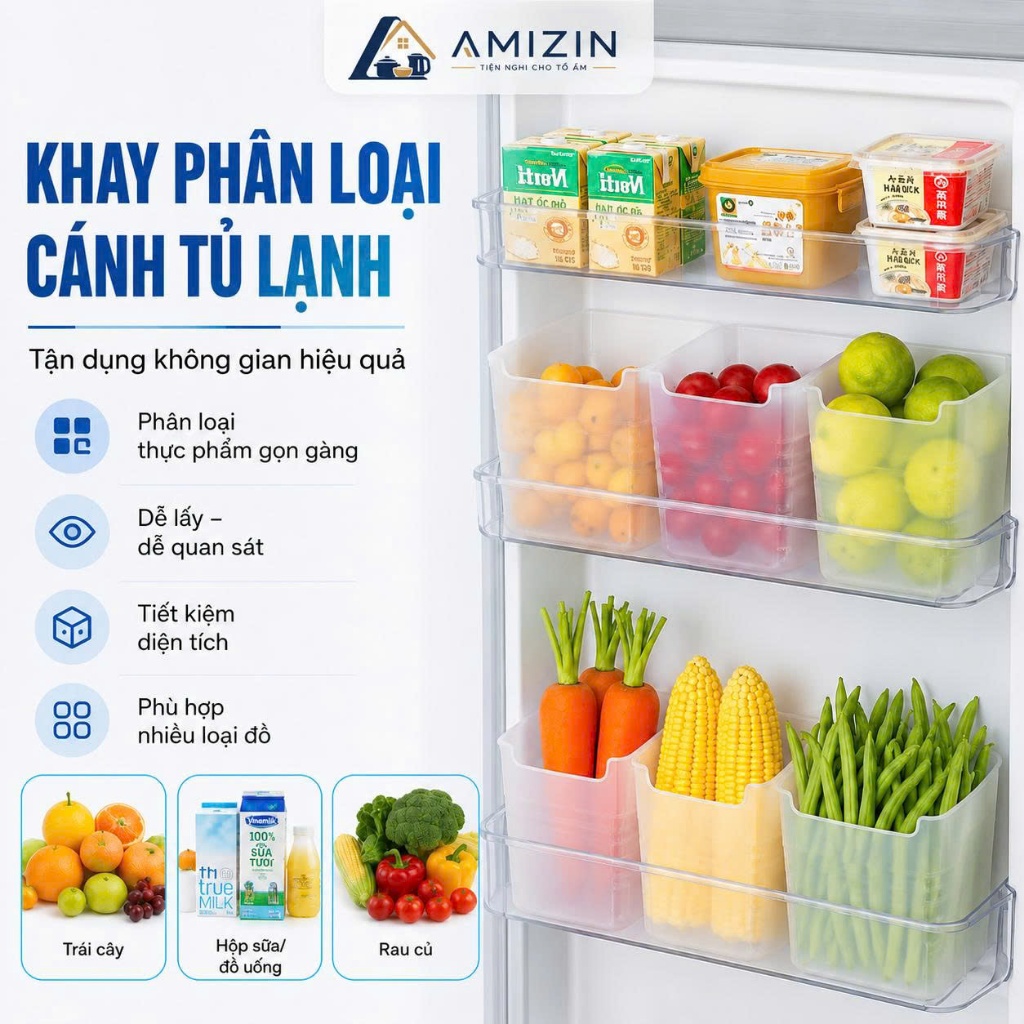 Hộp đựng thực phẩm để cánh cửa tủ lạnh tiện dụng GNOFE