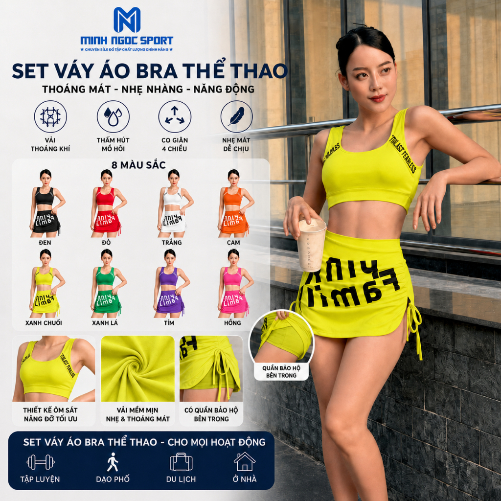 Bộ đồ tập gym,aerobic,yoga , tập nhẩy FunFit áo bra  chất dệt co giãn 4 chiều, Kèm Mút Ngực I mmestore [AH-01]