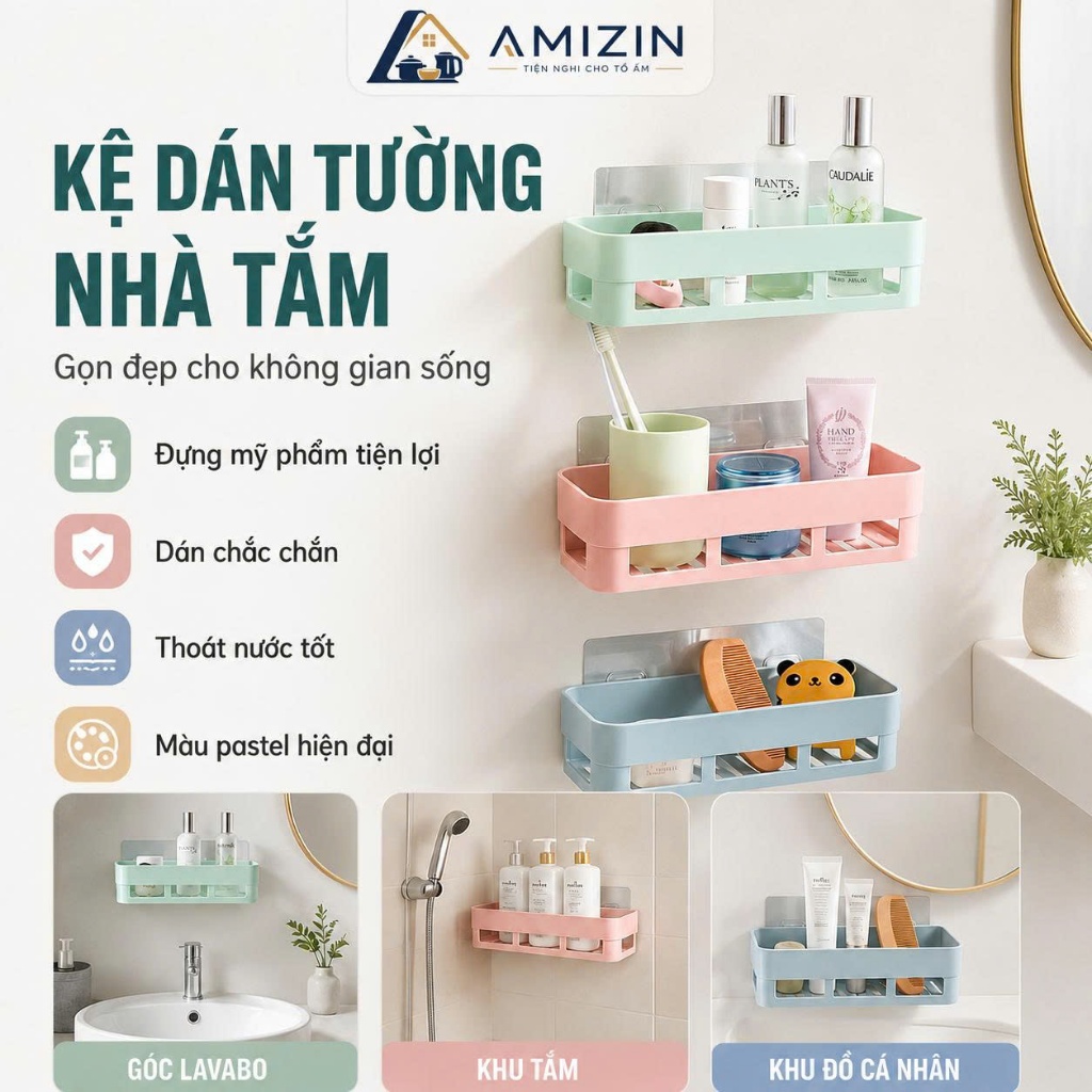 Kệ Nhựa Chữ Nhật Dán Tường K0840