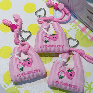 Little Stationery | Móc Khoá Túi Vải Dâu Mini Dễ Thương
