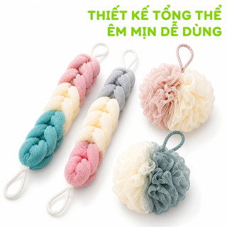 Bông Tắm Tròn Tạo Bọt Lưới Mềm Đàn Hồi Tốt GD48 - Bông Tắm Lưới Cọ Tẩy Da Chết An Toàn Cho Da