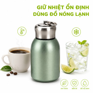 Bình Giữ Nhiệt Inox Có Quai Cầm Dung Tích 300ml GD29 - Bình Inox Giữ Nhiệt Đựng Cafe Cầm Tay