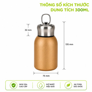 Bình Giữ Nhiệt Inox Có Quai Cầm Dung Tích 300ml GD29 - Bình Inox Giữ Nhiệt Đựng Cafe Cầm Tay