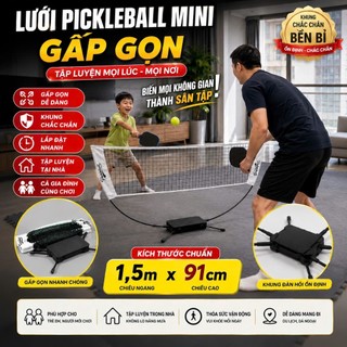 Lưới pickleball MINI 1,5M gấp gọn tập luyện tại nhà dễ dàng vận chuyển du lịch đẹp chắc chắn bền bỉ.