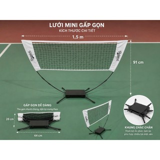 Lưới pickleball MINI 1,5M gấp gọn tập luyện tại nhà dễ dàng vận chuyển du lịch đẹp chắc chắn bền bỉ.