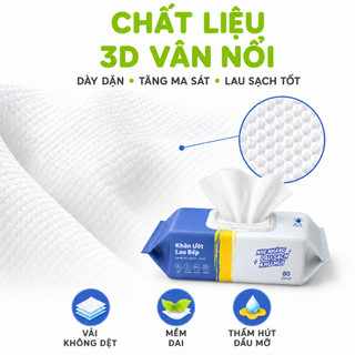 Set 2Túi 80 Khăn Lau Nhà Bếp Không Hại Da Tay GD82 - Khăn Uớt Lau Đa Năng Dụng Cụ Bếp Khử Mùi