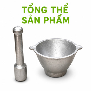 Cối Gang Đúc Nguyên Khối Kèm Chày Giã GD86 - Bộ Cối Gang Đúc Cao Cấp Giã Tỏi Ớt Tiêu Gừng