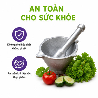 Cối Gang Đúc Nguyên Khối Kèm Chày Giã GD86 - Bộ Cối Gang Đúc Cao Cấp Giã Tỏi Ớt Tiêu Gừng