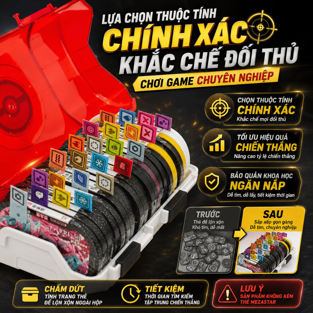 Bộ Sticker Mezastar 18 Thuộc Tính Dán Thẻ Game Chống Nước Phụ Kiện Trang Trí Thẻ Sưu Tầm
