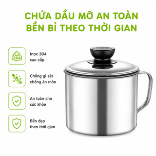Ca Lọc Dầu Mỡ Inox Kèm Lưới Lọc Siêu Mịn GD107 - Bình Lọc Dầu Ăn Inox Dễ Tháo Rời Vệ Sinh