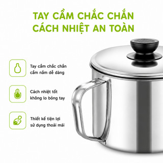 Ca Lọc Dầu Mỡ Inox Kèm Lưới Lọc Siêu Mịn GD107 - Bình Lọc Dầu Ăn Inox Dễ Tháo Rời Vệ Sinh