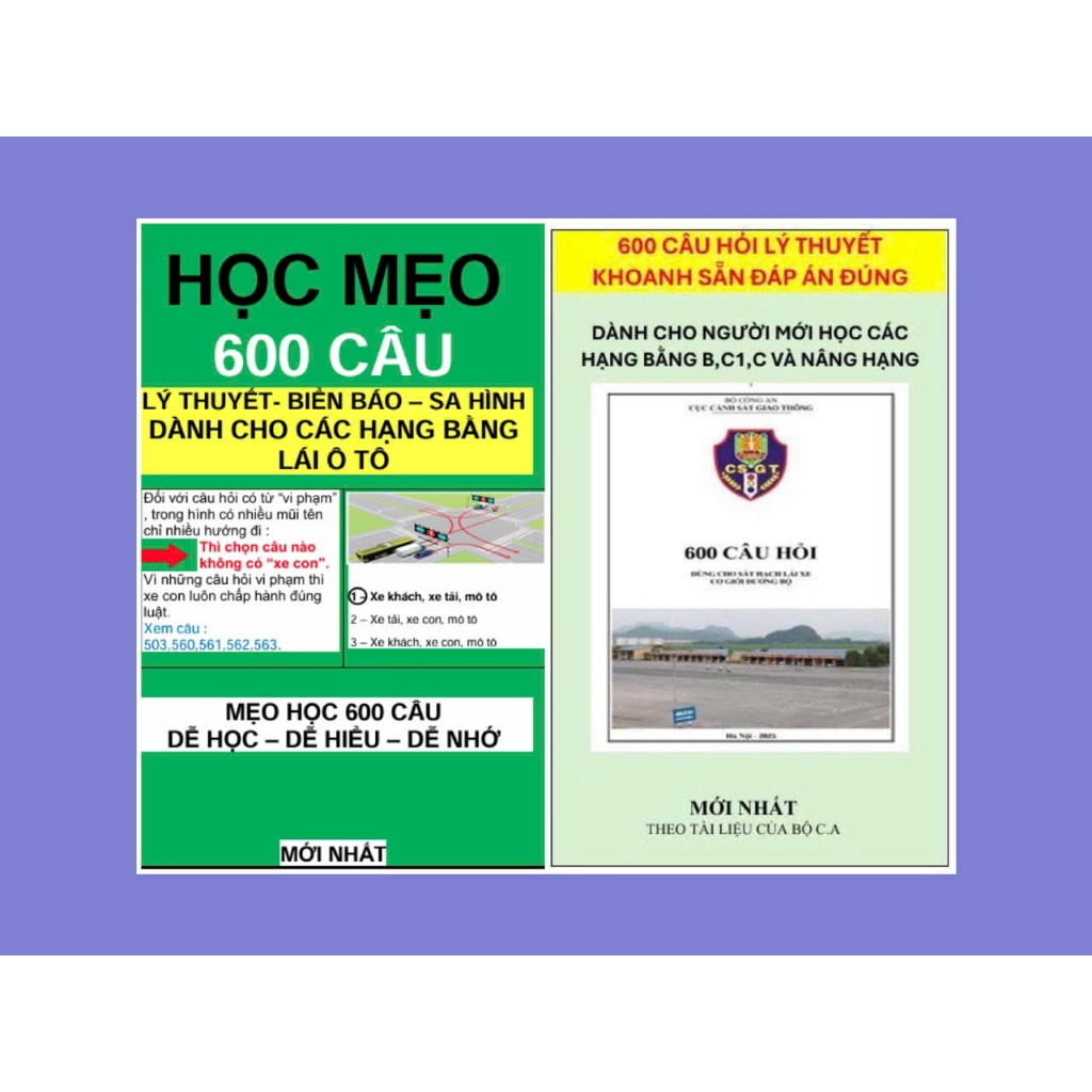 Combo  sổ tay mẹo LT+ 600 CÂU ĐÁP ÁN KHOANH SẴN MỚI NHẤT 2026
