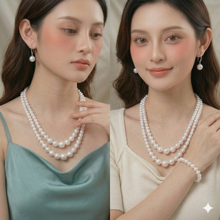 [ DAISYN ] N972 bộ vòng cổ ngọc nhân tạo 4 món  , vòng tay ngọc , bông tai ngọc ,chuỗi hạt ngọc
