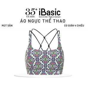 Áo ngực iBasic thể thao họa tiết lưng đan dây tập Gym IBXW003T-3