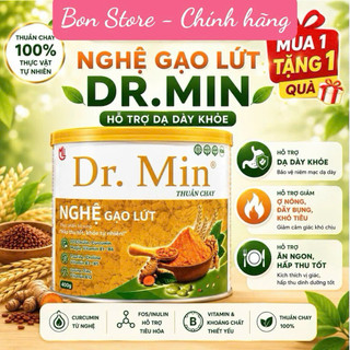 Sữa nghệ gạo lứt Dr.Min lon 400g hỗ trợ dạ dày, cải thiện đầy hơi khó tiêu, ợ hơi, làm liền vết loét