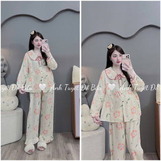 Bộ bầu- Bộ sau sinh-BỘ DÀI LANH HÌNH CỔ SEN NHIỀU MÀU, áo có khoá kéo,quần có chun chỉnh