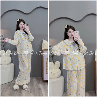 Bộ bầu- Bộ sau sinh-BỘ DÀI LANH HÌNH CỔ SEN NHIỀU MÀU, áo có khoá kéo,quần có chun chỉnh