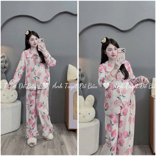 Bộ bầu- Bộ sau sinh-BỘ DÀI LANH HÌNH CỔ SEN NHIỀU MÀU, áo có khoá kéo,quần có chun chỉnh