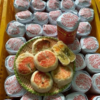Bánh pía xưa gói giấy nhân Đậu mứt mở hành mỗi cái nửa trứng (370g/4 cái)