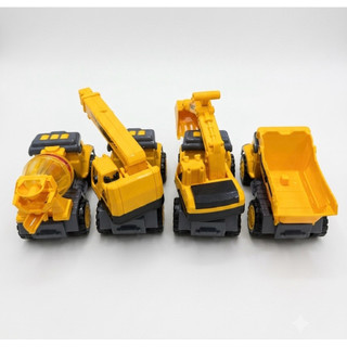 Đồ chơi bộ 4 xe đồ chơi công trình xây dựng chạy đà màu vàng cho bé - Kidzone