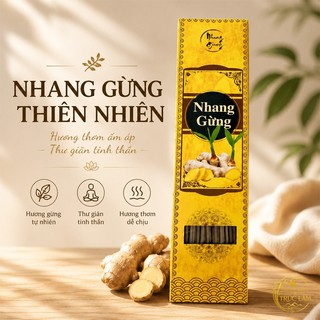 Nhang Gừng Thiên Nhiên Cuộn Tàn 80 Nén 40cm - Hương Gừng Thơm Dịu, Ít Khói, Thơm Phòng, Thờ Cúng