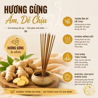 Nhang Gừng Thiên Nhiên Cuộn Tàn 80 Nén 40cm - Hương Gừng Thơm Dịu, Ít Khói, Thơm Phòng, Thờ Cúng
