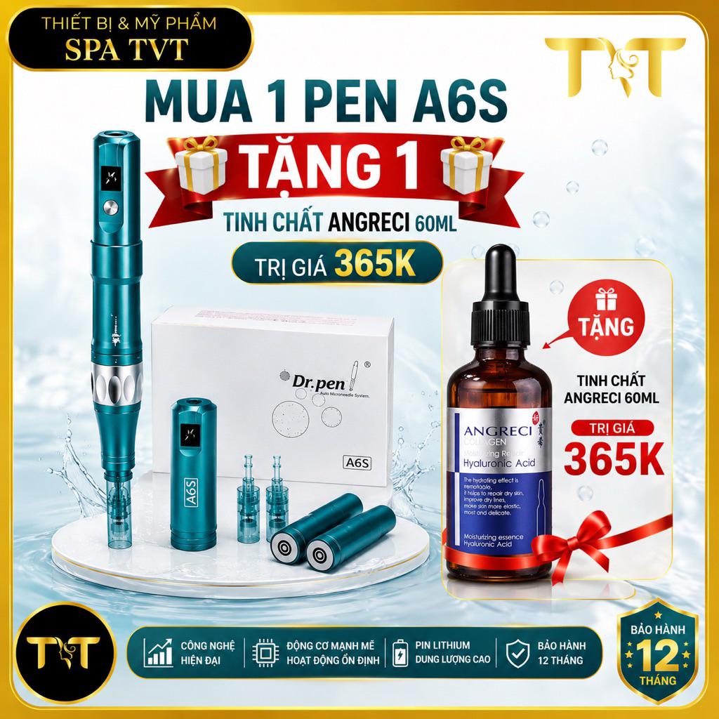 MÁY PHI KIM DR.PEN A6S TÍCH ĐIỆN 2 PIN – THU NHỎ LỖ CHÂN LÔNG, HỖ TRỢ CĂNG BÓNG VÀ TRẺ HÓA DA