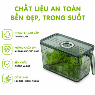 Hộp Lạnh Đựng Hoa Quả Để Tủ Lạnh Có Tay Cầm GD118 - Hộp Đựng Thực Phẩm Tủ Lạnh Có Khay Tách Nước