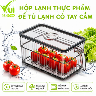 Hộp Lạnh Đựng Hoa Quả Để Tủ Lạnh Có Tay Cầm GD118 - Hộp Đựng Thực Phẩm Tủ Lạnh Có Khay Tách Nước
