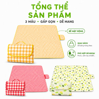 Thảm Trải Nền Du Lịch Họa Tiết Caro Gấp Gọn 1,5x2m GD119 - Thảm Sàn Cắm Trại Picnic Chống Thấm Nước