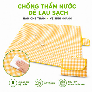 Thảm Trải Nền Du Lịch Họa Tiết Caro Gấp Gọn 1,5x2m GD119 - Thảm Sàn Cắm Trại Picnic Chống Thấm Nước