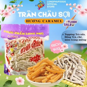 Trân Châu Caramel Sợi Long Phú Gói 1KG - Chè Bánh Lọt, Topping Trà Sữa, Trà Trái Cây