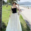 Set Váy Dài Hai Dây Maxi MNL-SV12 - Áo Hai Dây Đen Phối Chân Váy Trắng Dài, Tôn Dáng,Phù Hợp Đi Biển Du Lịch,Đi Chơi