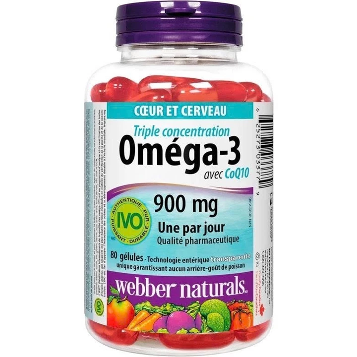 Dầu cá Omega 3 + CoQ10 Webber Naturals hàm lượng cao hộp 80 viên