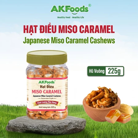 Hạt Điều Miso Caramel AKFoods Hũ 225gr - Giòn Béo Thơm Ngon, Ăn Vặt Lành Mạnh