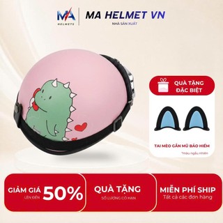 Mũ Bảo Hiểm Nửa Đầu 1/2 Có Kính Phi Công MA HELMETS – Mũ Biker Retro Cá Tính Đi Phượt Nhiều Tem