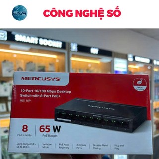 Bộ Chia Mạng Mercusys MS110CP | 8 Cổng 10/100 Mbps, 2 Cổng Gigabit, Truyền Xa 250m | Chính Hãng BH 2 Năm