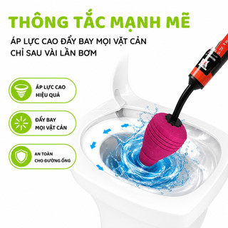 Cây Bơm Thụt Thông Bồn Cầu Áp Lực Cao Cầm Tay GD136 - Dụng Cụ Thông Tắc Bồn Cầu Dễ Sử Dụng
