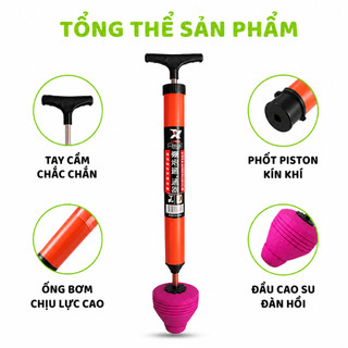 Cây Bơm Thụt Thông Bồn Cầu Áp Lực Cao Cầm Tay GD136 - Dụng Cụ Thông Tắc Bồn Cầu Dễ Sử Dụng
