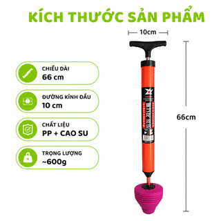 Cây Bơm Thụt Thông Bồn Cầu Áp Lực Cao Cầm Tay GD136 - Dụng Cụ Thông Tắc Bồn Cầu Dễ Sử Dụng