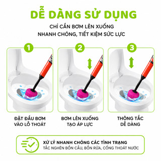 Cây Bơm Thụt Thông Bồn Cầu Áp Lực Cao Cầm Tay GD136 - Dụng Cụ Thông Tắc Bồn Cầu Dễ Sử Dụng