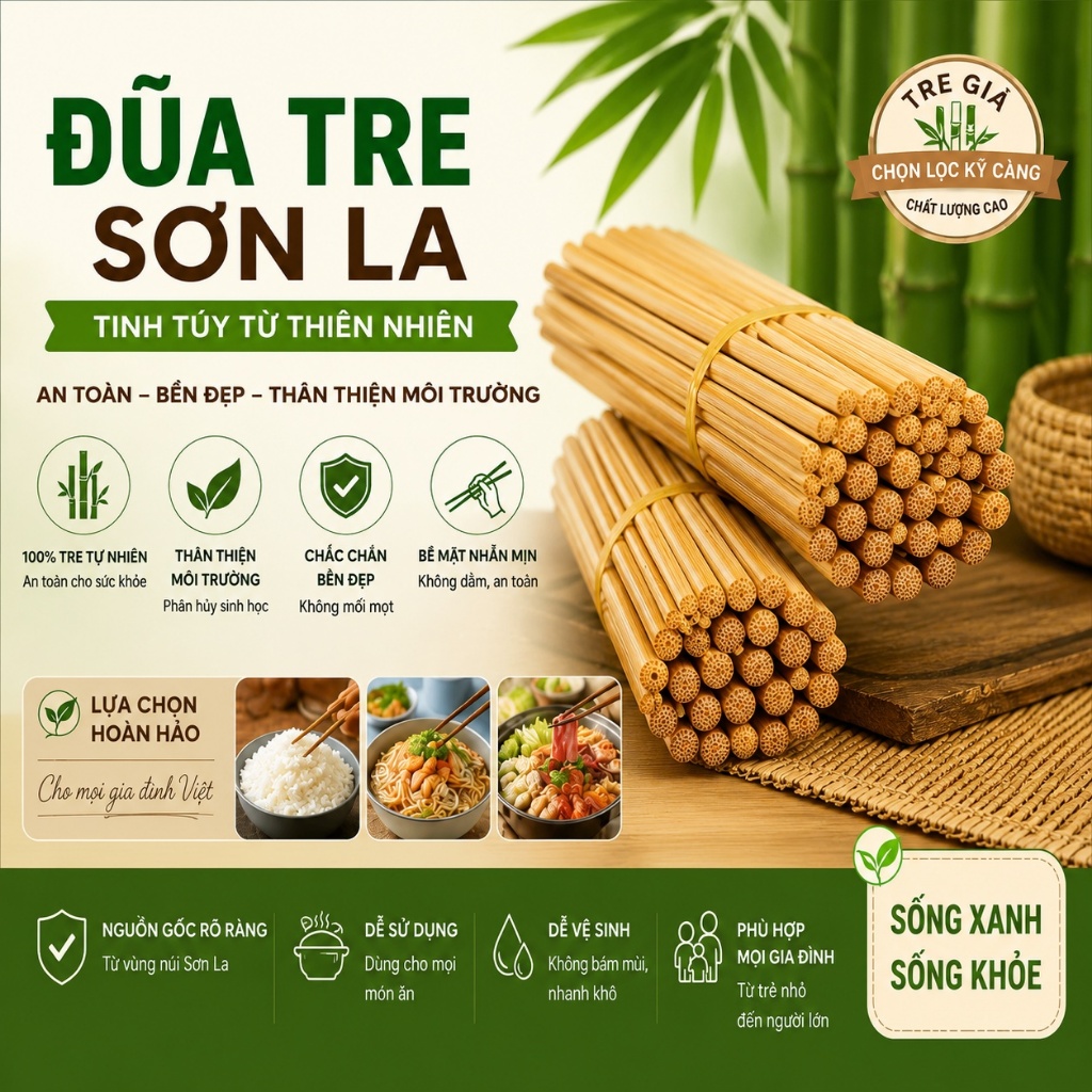 [ HỎA TỐC COMBO 50 ĐÔI ] Đũa Tre Tự Nhiên Dài 25 Cm Dùng Không Mốc Mọt Không Cong Vênh - PTLUXURY