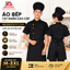 Áo Bếp Tay Ngắn Cotton Lạnh Đen Nút Vàng Cao Cấp Cho Đầu Bếp Nhà Hàng Quán Ăn - Nhận In Thêu Logo, Sỉ Số Lượng