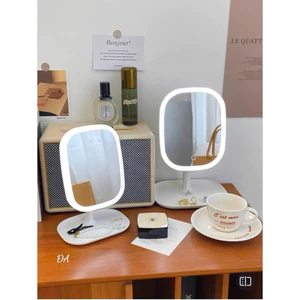 Gương Để Bàn Có Đèn LED Cảm Ứng Gương Trang Điểm Xoay 360 Độ Gương Makeup Để Bàn Tiện Dụng