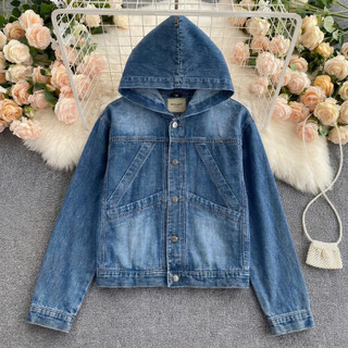 Áo khoác JEANS nữ MOLADY có nón phối đường may nổi thời trang K642