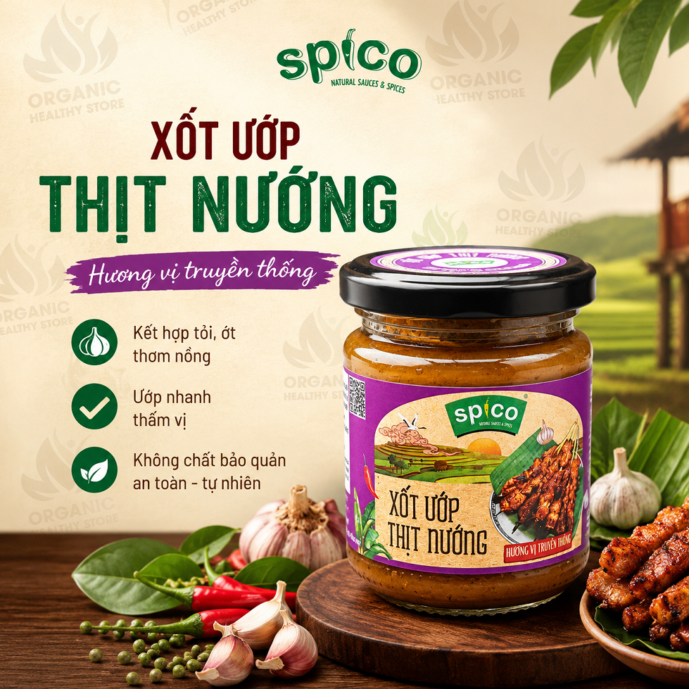 Xốt Ướp Thịt Nướng SPICO Không bột ngọt, Không hương liệu màu sắc tổng hợp