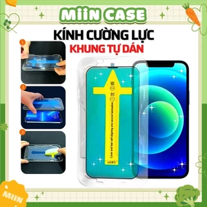 Kính Cường Lực iPhone Khung Tự Dán Cao Cấp, Full Màn - iP 6/6s/7/8/Plus/X/XS/XR/11/12/13/14/15/16/17/Pro/Max Miin