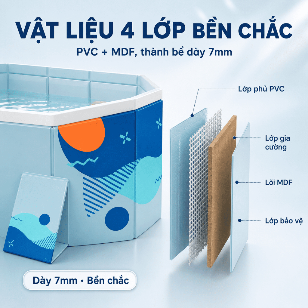 WTHB bể bơi ngoài trời cho gia đình – loại lớn, gấp gọn, không cần bơm hơi, phù hợp 1-10 người, không cần máy bơm