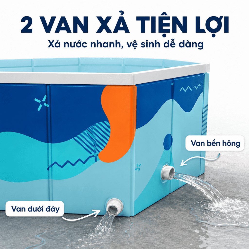 WTHB bể bơi ngoài trời cho gia đình – loại lớn, gấp gọn, không cần bơm hơi, phù hợp 1-10 người, không cần máy bơm