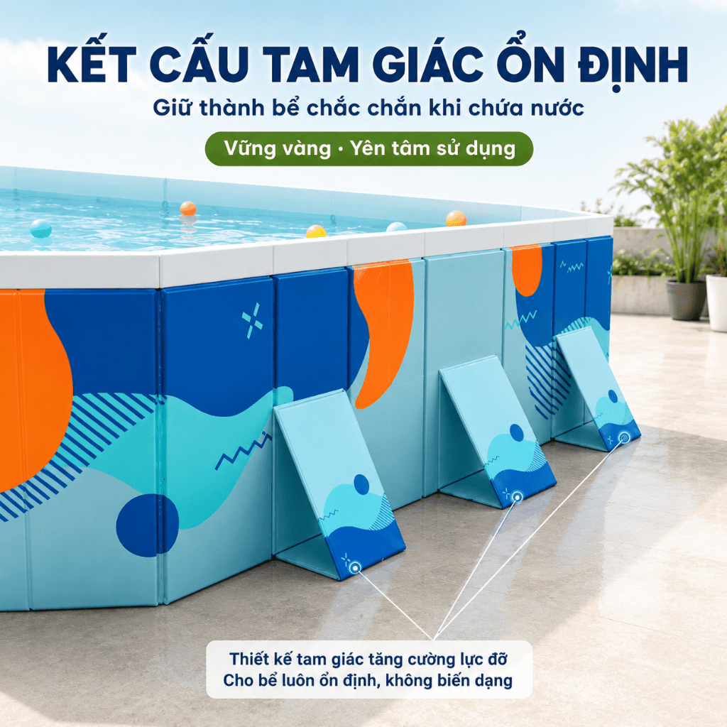 WTHB bể bơi ngoài trời cho gia đình – loại lớn, gấp gọn, không cần bơm hơi, phù hợp 1-10 người, không cần máy bơm